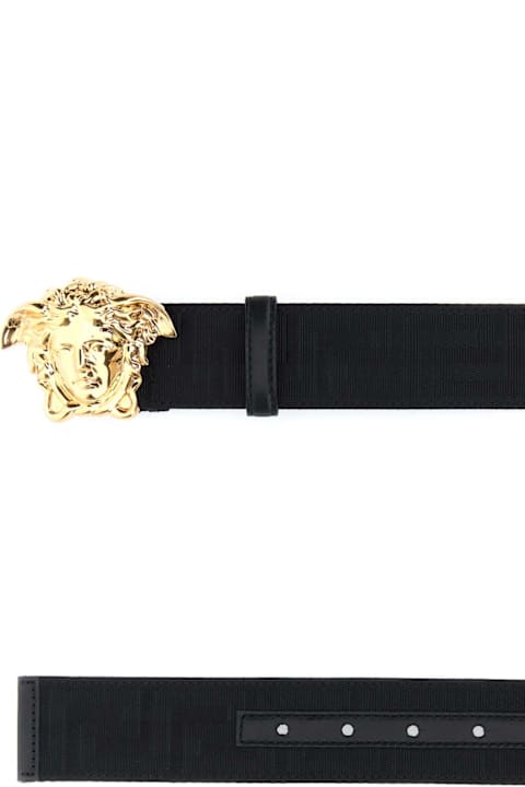 Versace Belts for Men Versace Black Fabric Medusa Belt