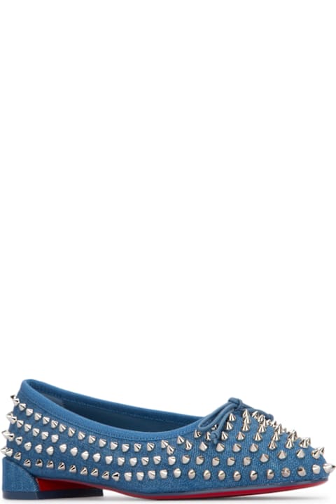 Christian Louboutin لـ Women Christian Louboutin Sweetie Jane Spikes Flat Toile Denim/gg/lining