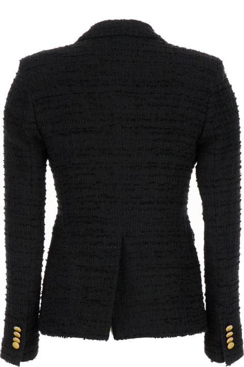 ウィメンズ Tagliatoreのコート＆ジャケット Tagliatore Black Tweed Double-breasted Blazer In Cotton Blend Woman