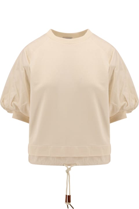 Topwear for Women Moncler Cotton And Nylon T-shirt With Puffed Sleeves