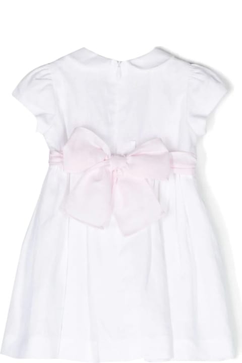 Dresses for Baby Girls Il Gufo White Linen Dress With Pink Belt