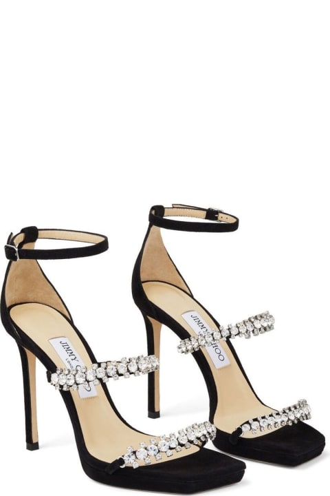 Jimmy Choo Shoes Sale for Women Jimmy Choo Black Bing Sandals With Crustal Embellishment In Leather Woman