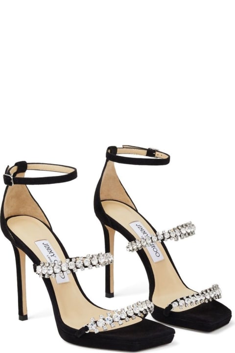 Jimmy Choo for Women Jimmy Choo Black Bing Sandals With Crustal Embellishment In Leather Woman