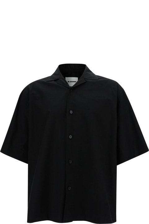 Shirts for Men Jil Sander Black Bowling Shirt With Buttons In Lightweight Bio Cotton Man