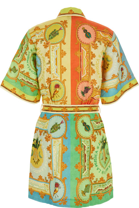 ウィメンズ ALEMAISのウェア ALEMAIS 'la Musica' Multicolor Dress With All-over Graphic Print In Linen Woman