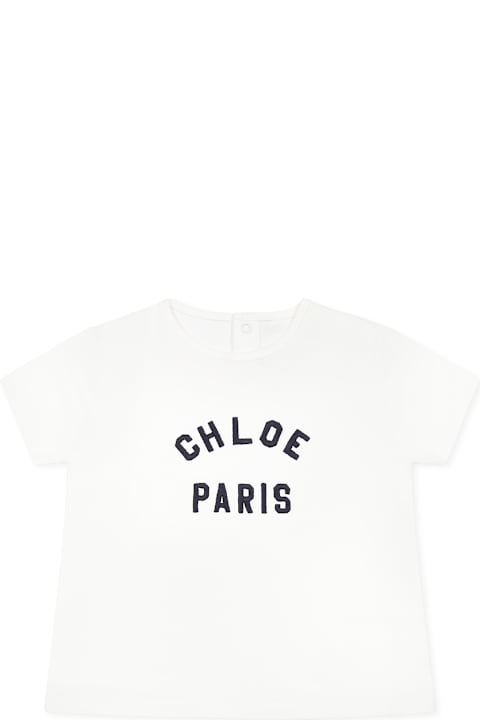 Fashion for Baby Girls Chloé White T-shirt For Baby Girl With Logo