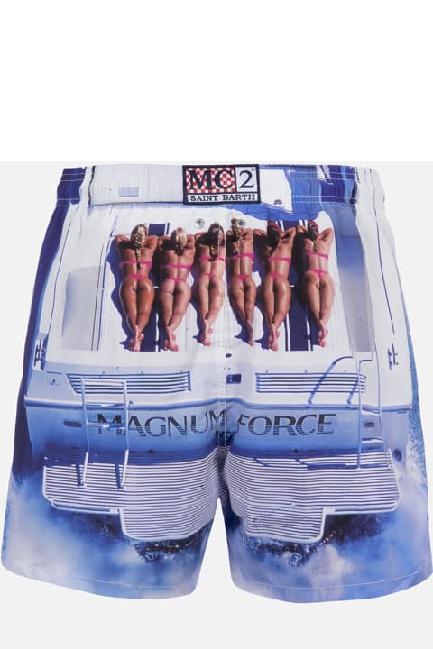 Homeware MC2 Saint Barth Man Mid-length Gustavia Swim-shorts With Placed Print| Magnum Marine Special Edition