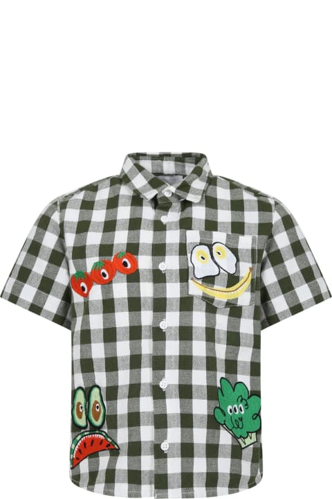 Shirts for Boys Stella McCartney Kids Green Shirt For Boy With All-over Pattern