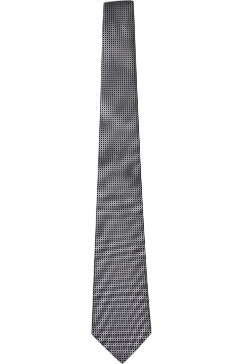 Ties for Men Canali Micropattern White/grey/black Tie
