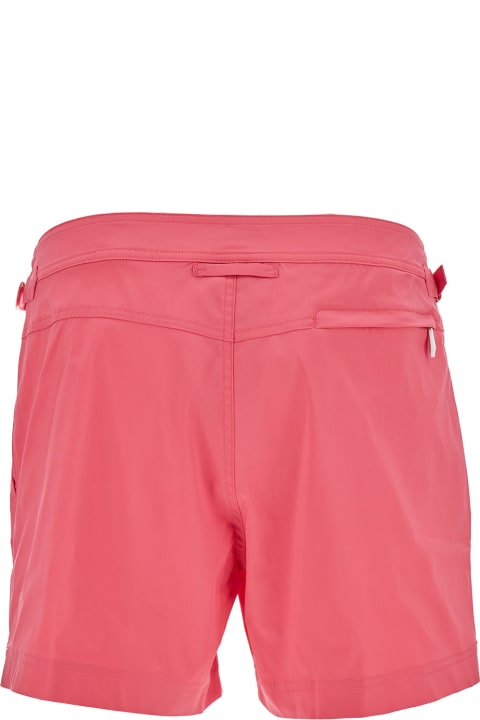 Tom Ford Swimwear for Men Tom Ford Salmon Pink Swim Shorts With Branded Button In Nylon Man