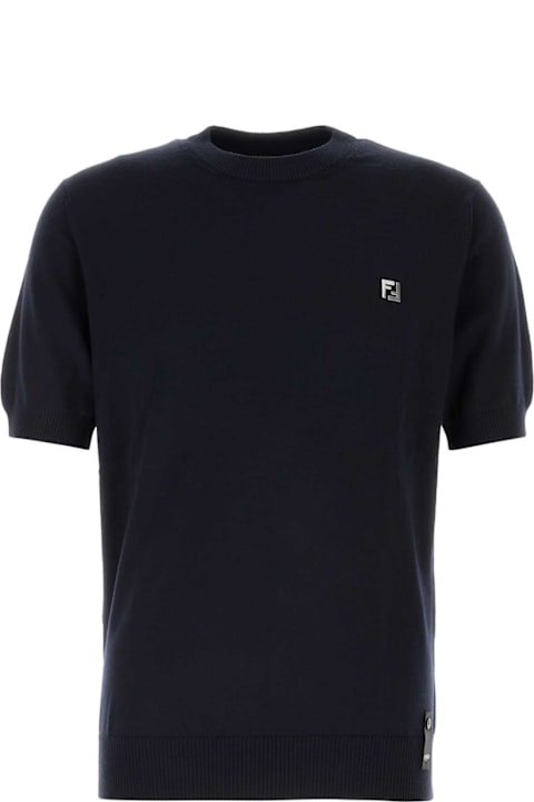 Fashion for Men Fendi Midnight Blue Stretch Wool Sweater