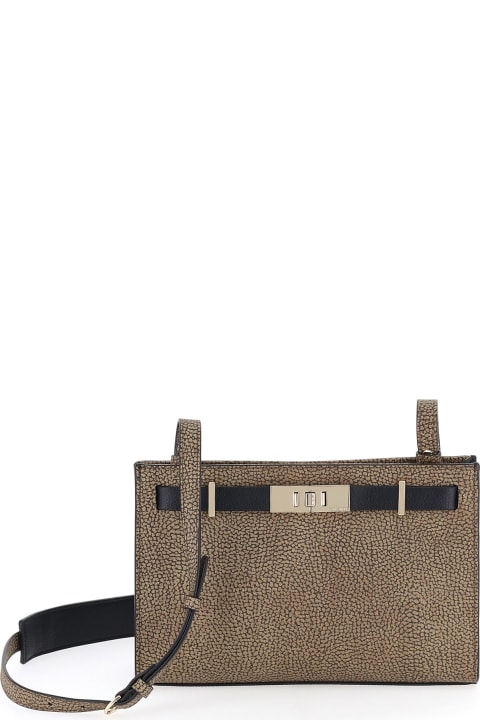 Shoulder Bag With Op Motif And Leather