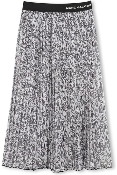 Sale for Kids Marc Jacobs Black Skirt With Elastic Waist And All-over Logo Lettering Print In Tech Fabric Girl