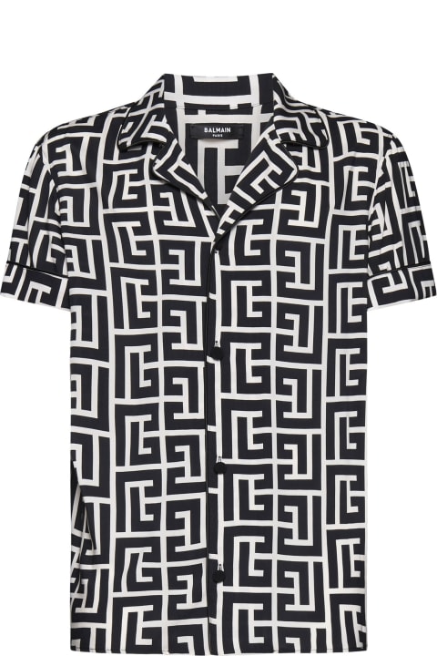 Balmain Clothing for Men Balmain Monogram Print Viscose Shirt