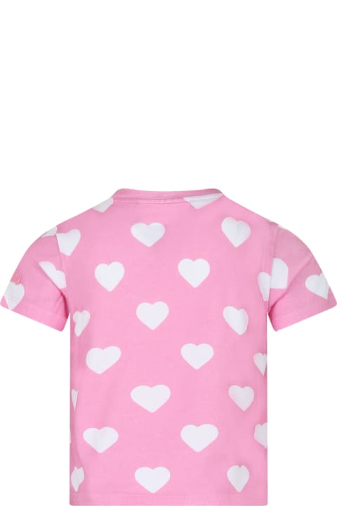 ガールズ MC2 Saint BarthのTシャツ＆ポロシャツ MC2 Saint Barth Pink T-shirt For Girl With Snoopy Print And Hearts