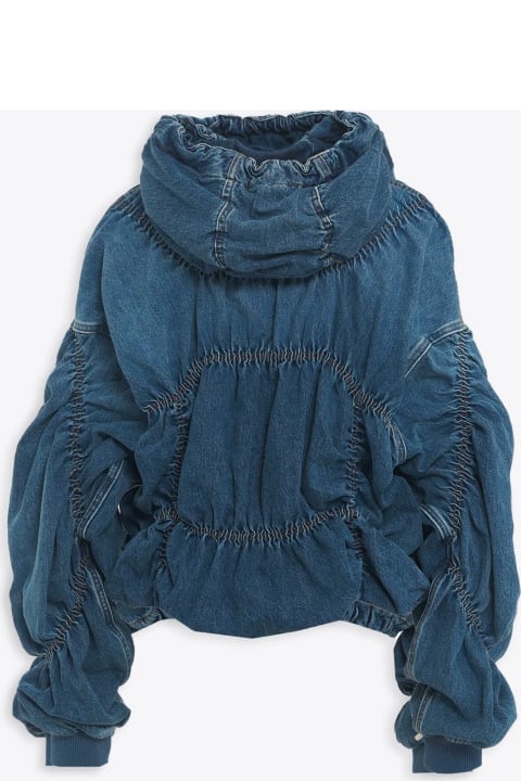 Khrisjoy Coats & Jackets for Women Khrisjoy Khris Cloud Denim Medium blue denim hooded bomber jacket - Khris Cloud Denim