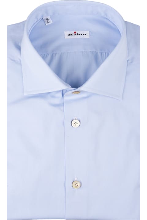 Shirts for Men Kiton Light Blue Poplin Shirt