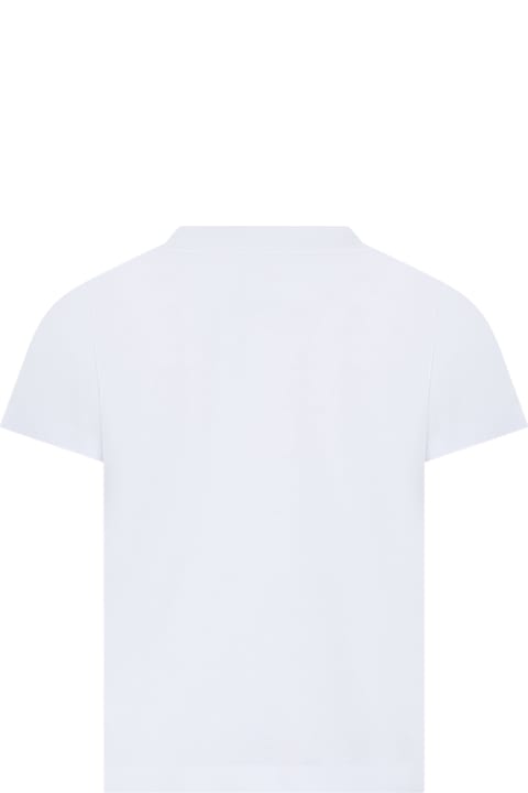 ボーイズ MonclerのTシャツ＆ポロシャツ Moncler White T-shirt For Kids With Logo