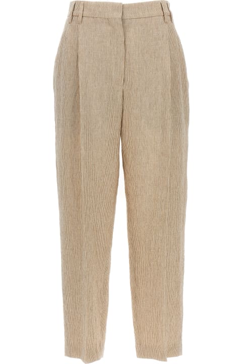 Brunello Cucinelli Clothing for Women Brunello Cucinelli Striped Pleated Pants
