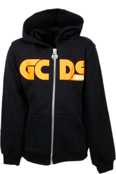 GCDS Sweaters & Sweatshirts for Boys GCDS Hooded Sweatshirt With Zip And Fluo Writing
