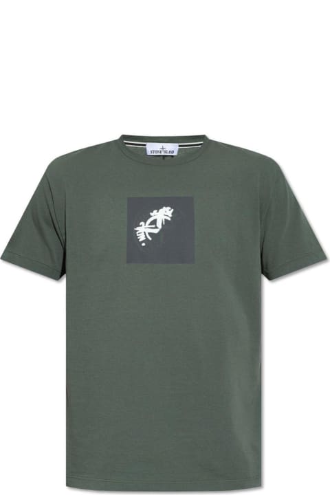 Stone Island Menのセール Stone Island Logo Printed Crewneck T-shirt