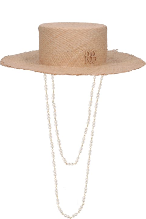Hats for Women Ruslan Baginskiy Raffia Hat With Chain
