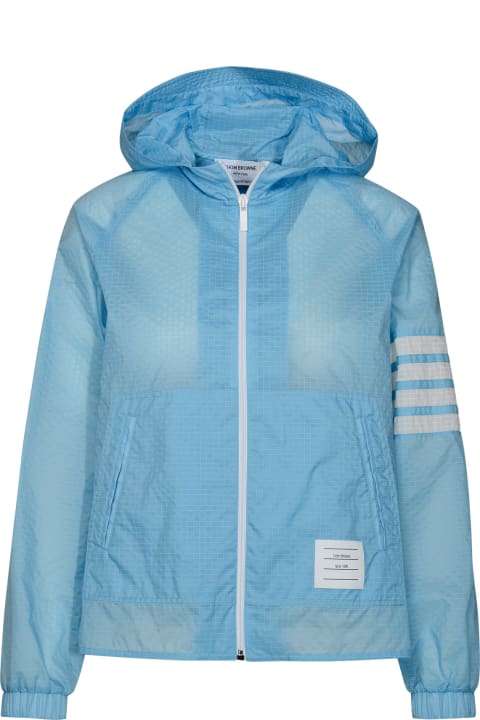 Thom Browne Coats & Jackets for Women Thom Browne K-way '4bar' In Light Blue Polyamide