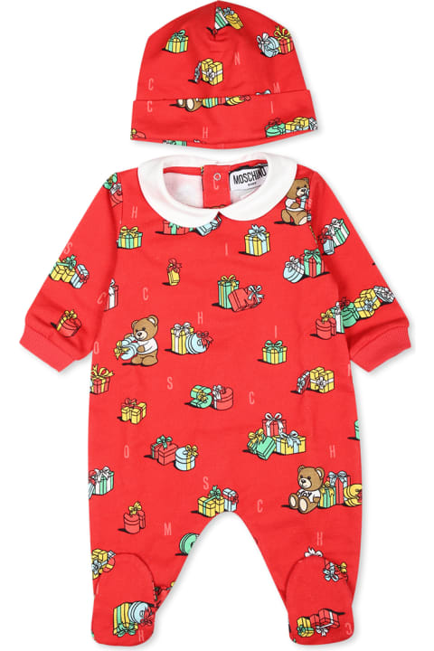 Moschino for Kids Moschino Red Babygrow Set For Babykids With Teddy Bear