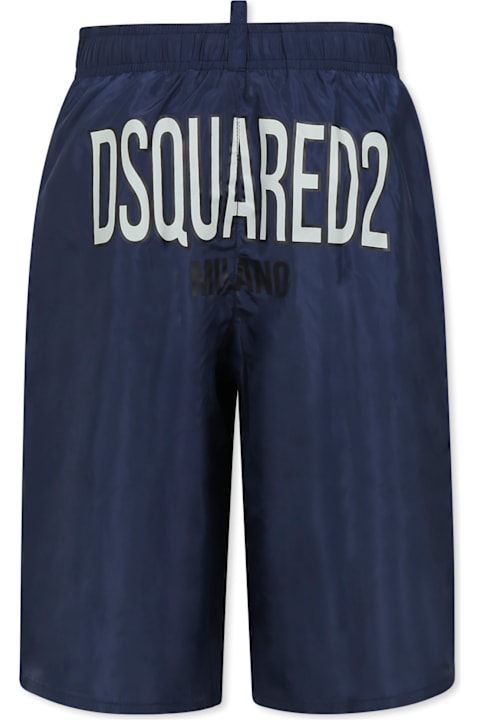 Dsquared2 Swimwear for Boys Dsquared2 Blue Swim Shorts For Boy With Logo