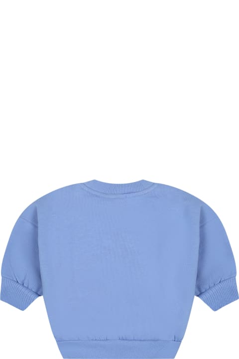 ベビーボーイズ Mini Rodiniのニットウェア＆スウェットシャツ Mini Rodini Light Blue Sweatshirt For Baby Kids With Dog
