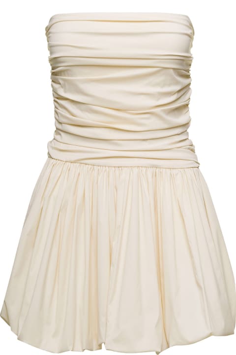 White Taffeta Minidress With Open Back In Polyester Woman