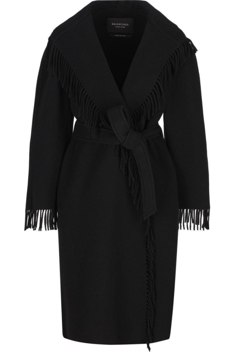Balenciaga for Women Balenciaga Belted Fringed Coat