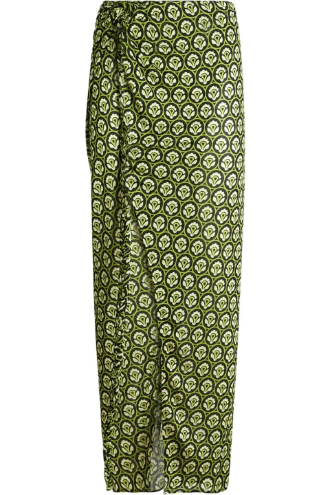 Skirts for Women Etro Green Printed Jersey Sarong Skirt