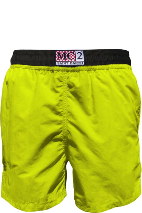 Homeware MC2 Saint Barth Fluo Yellow Light Fabric Zipped Swim Shorts