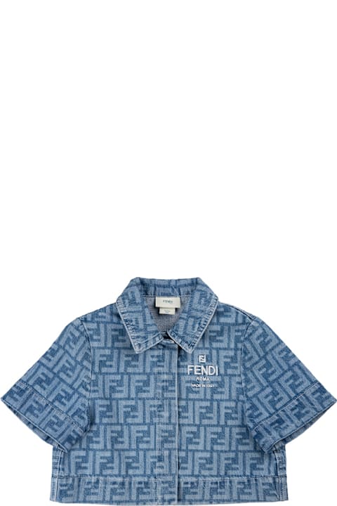 Fendi Shirts for Girls Fendi Medium Blue Ff Denim Shirt