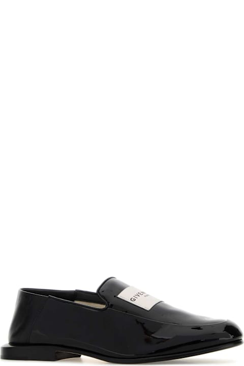 Givenchy Black Leather Label Loafers