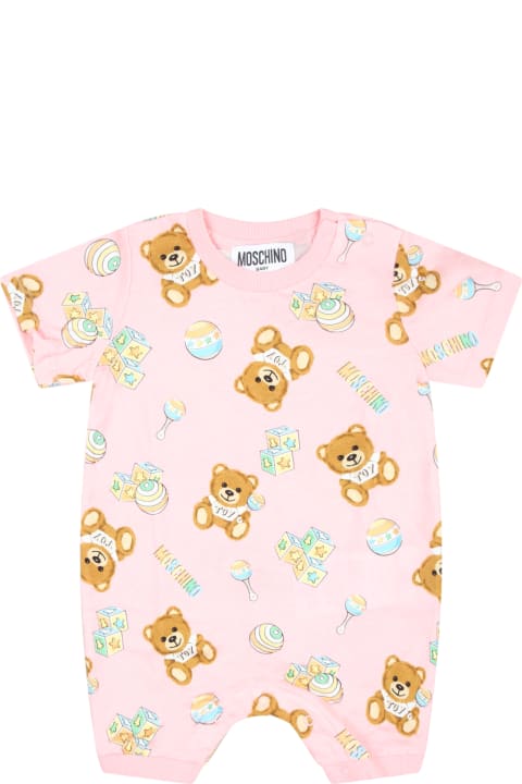 ベビーガールズ ボディスーツ＆セットアップ Moschino Pink Set For Baby Girl With Teddy Bear