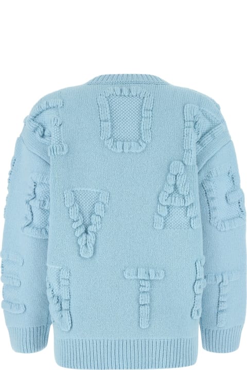 Homeware Bottega Veneta Light Blue Stretch Wool Blend Shetland Alphabet Oversize Sweater