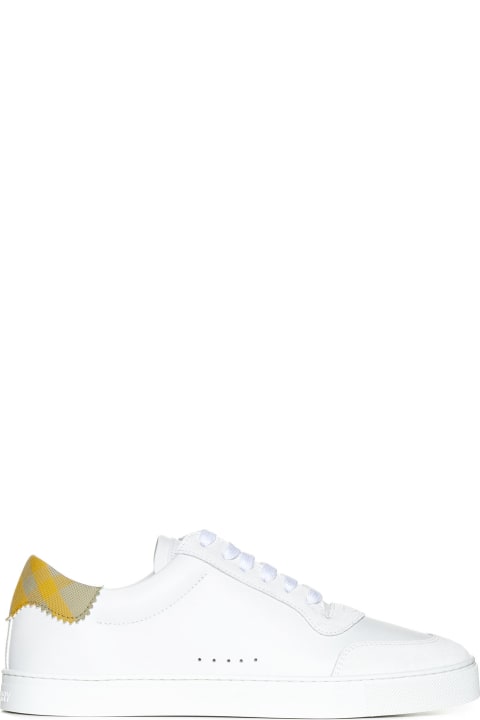 Shoes Sale for Men Burberry White Leather Check Sneakers