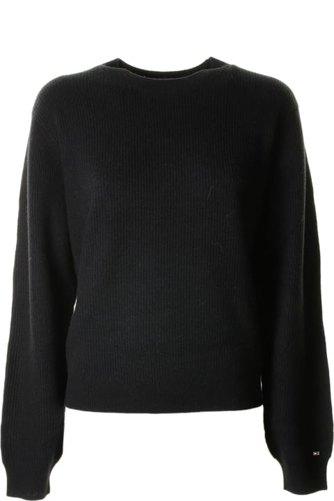 Black Crew-neck Sweater With Mini Logo