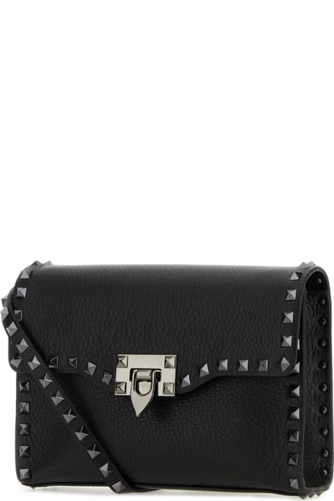 Sale for Women Valentino Garavani Black Leather Small Rocketed Crossbody Bag