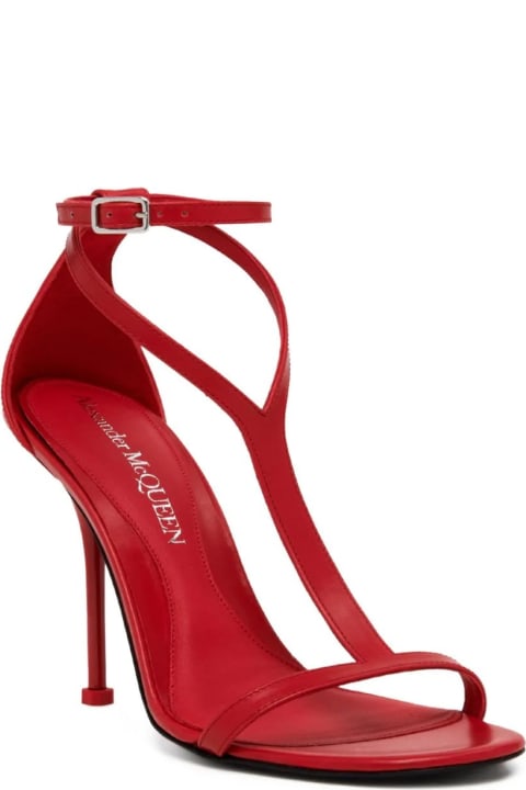 ウィメンズ シューズのセール Alexander McQueen Harness Sandals In Lust Red