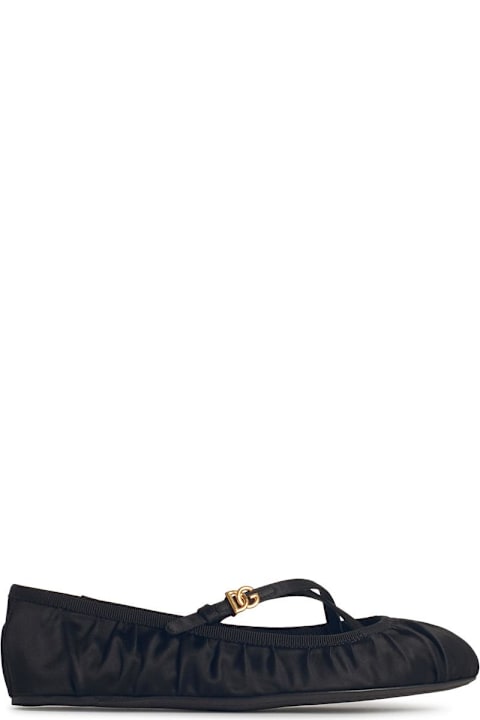 Dolce & Gabbana for Women Dolce & Gabbana Black Satin Ballet Flats