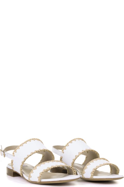 Fratelli Rossetti Shoes for Women Fratelli Rossetti Low White Sandal In Leather And Raffia