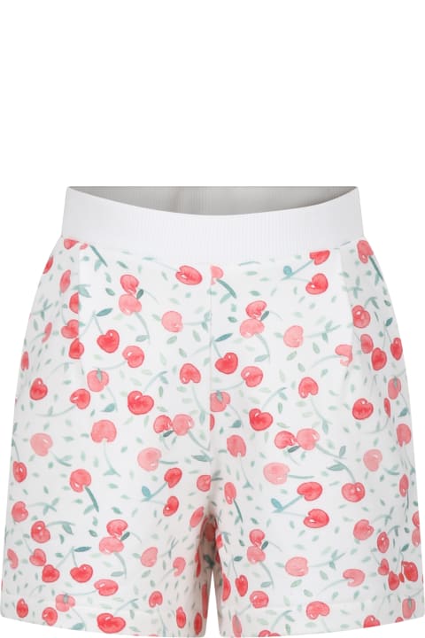 Bottoms for Girls Bonpoint Ivory Sports Shorts For Girl With Cherries