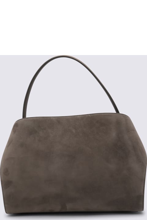 Ferragamo for Women Ferragamo Dark Grey Leather Suede Hug M Top Handle Bag