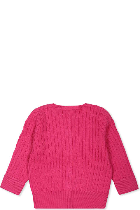 Homeware Ralph Lauren Fuchsia Cardigan For Baby Girl With Horse