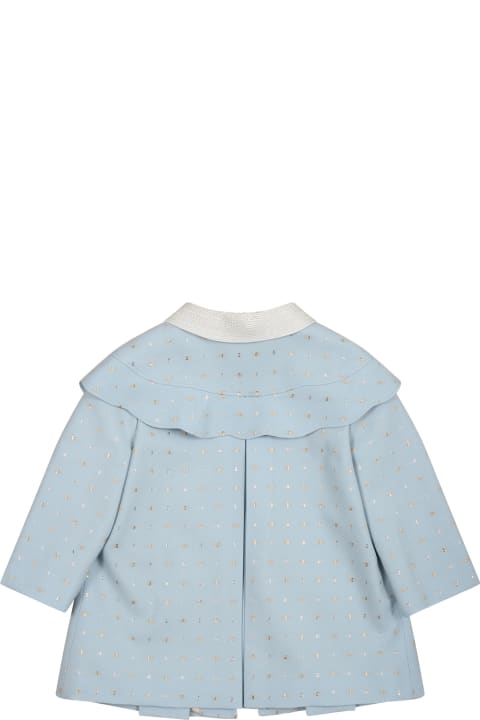 ベビーガールズ Gucciのコート＆ジャケット Gucci Light Blue Coat For Baby Girl With G Pattern