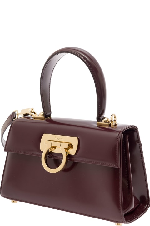 Ferragamo Totes for Women Ferragamo Bordeaux Handbag With Gancini Closure In Patent Leather Woman