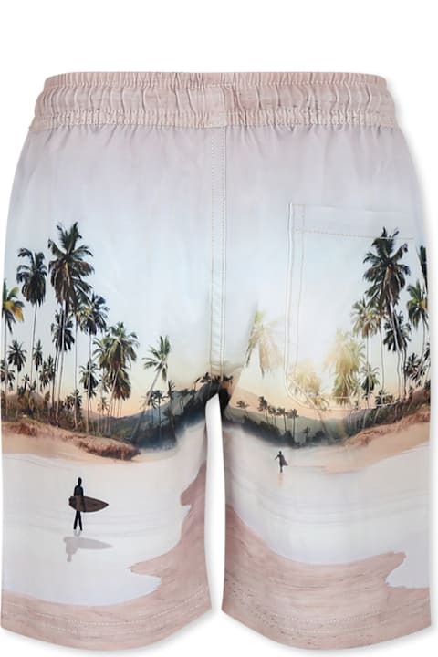 ملابس سباحة لـ أولاد Molo Ivory Swim Shorts For Boy With Palm Tree
